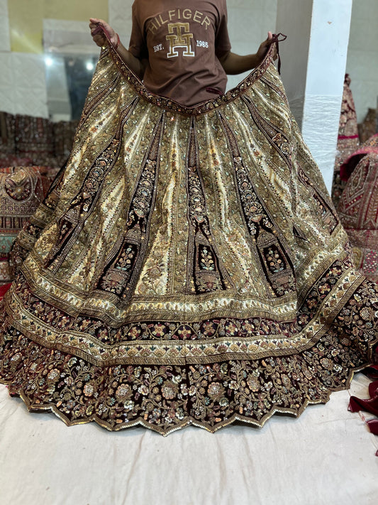 Heavy maroon ivory bridal lehenga