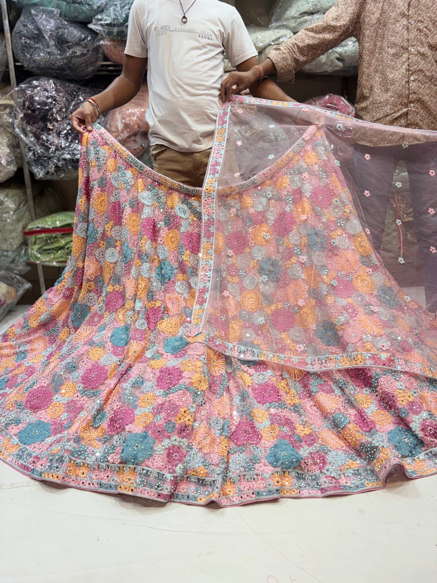 Something different pink floral Lehenga