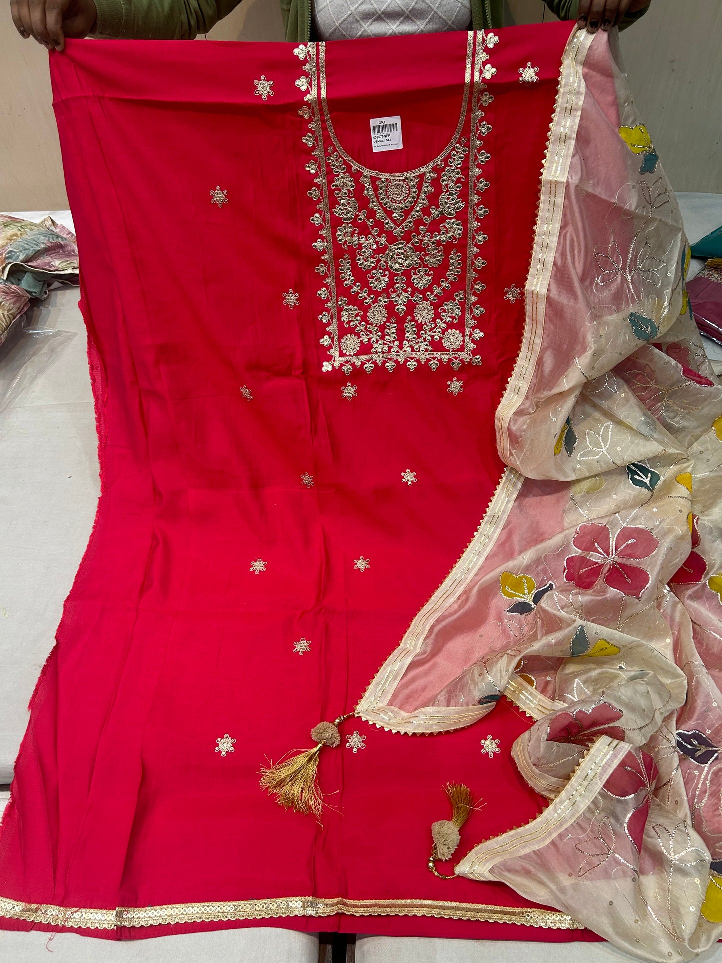 Red Fancy women Unstitched Suit