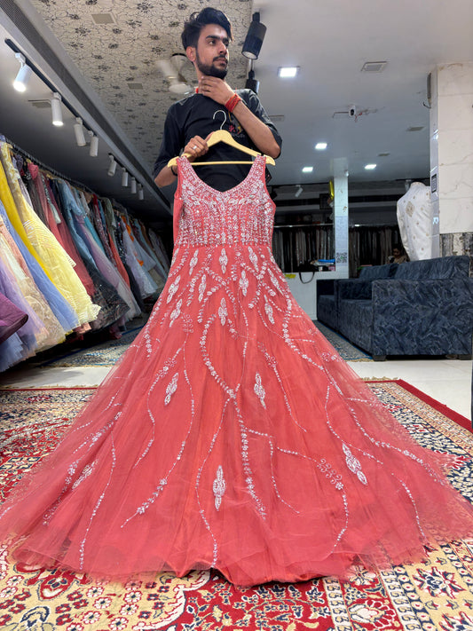 Charming orange peach gown