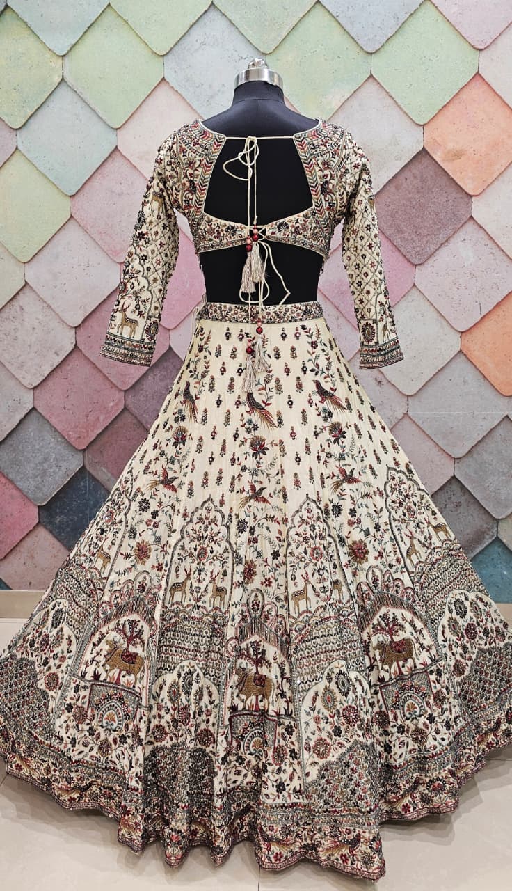 Off White Crop Top Lehenga