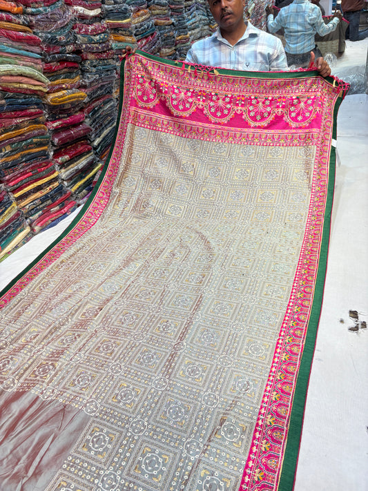 Astonishing beige pink saree