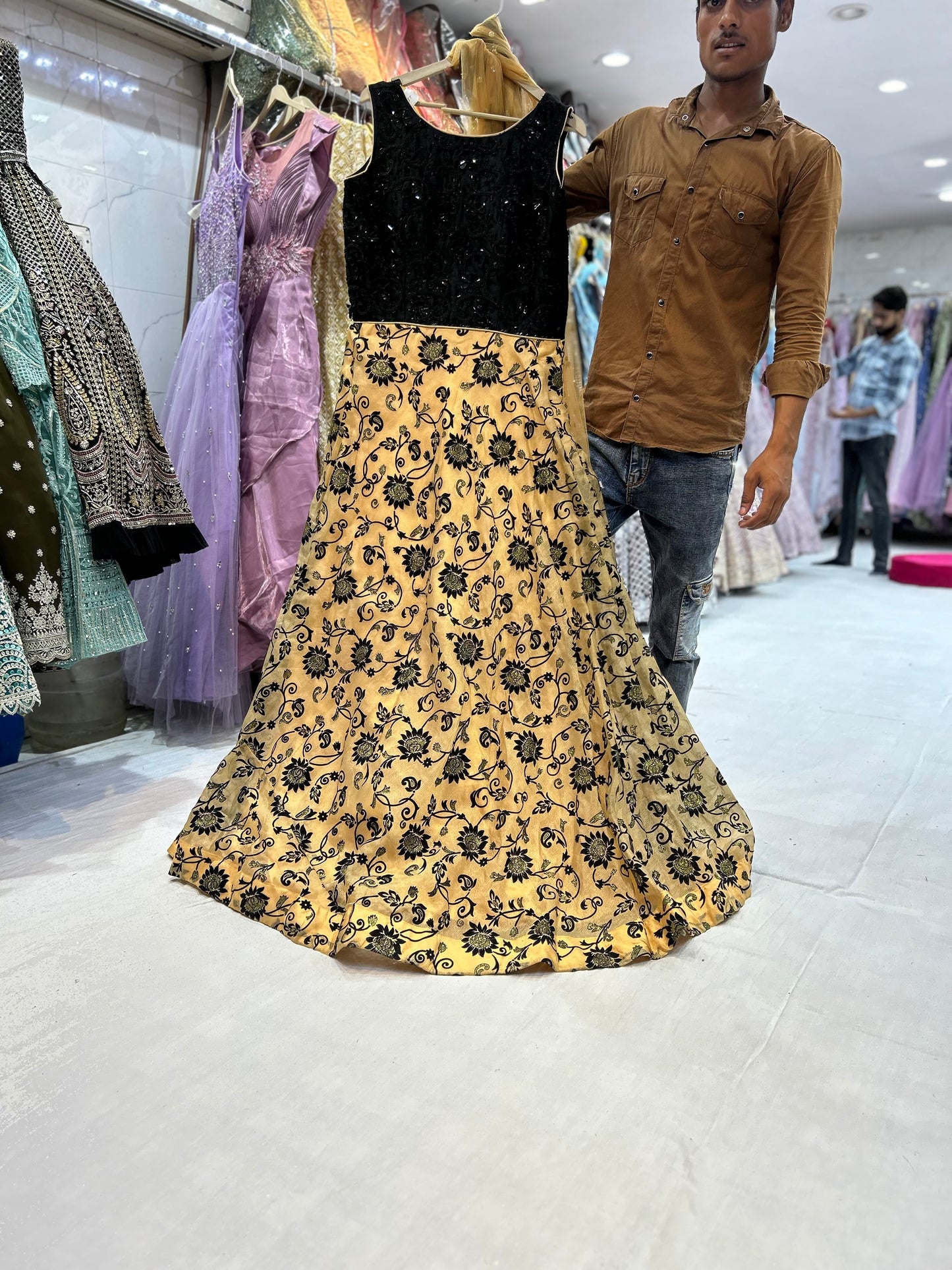 Lovely yellow black gown