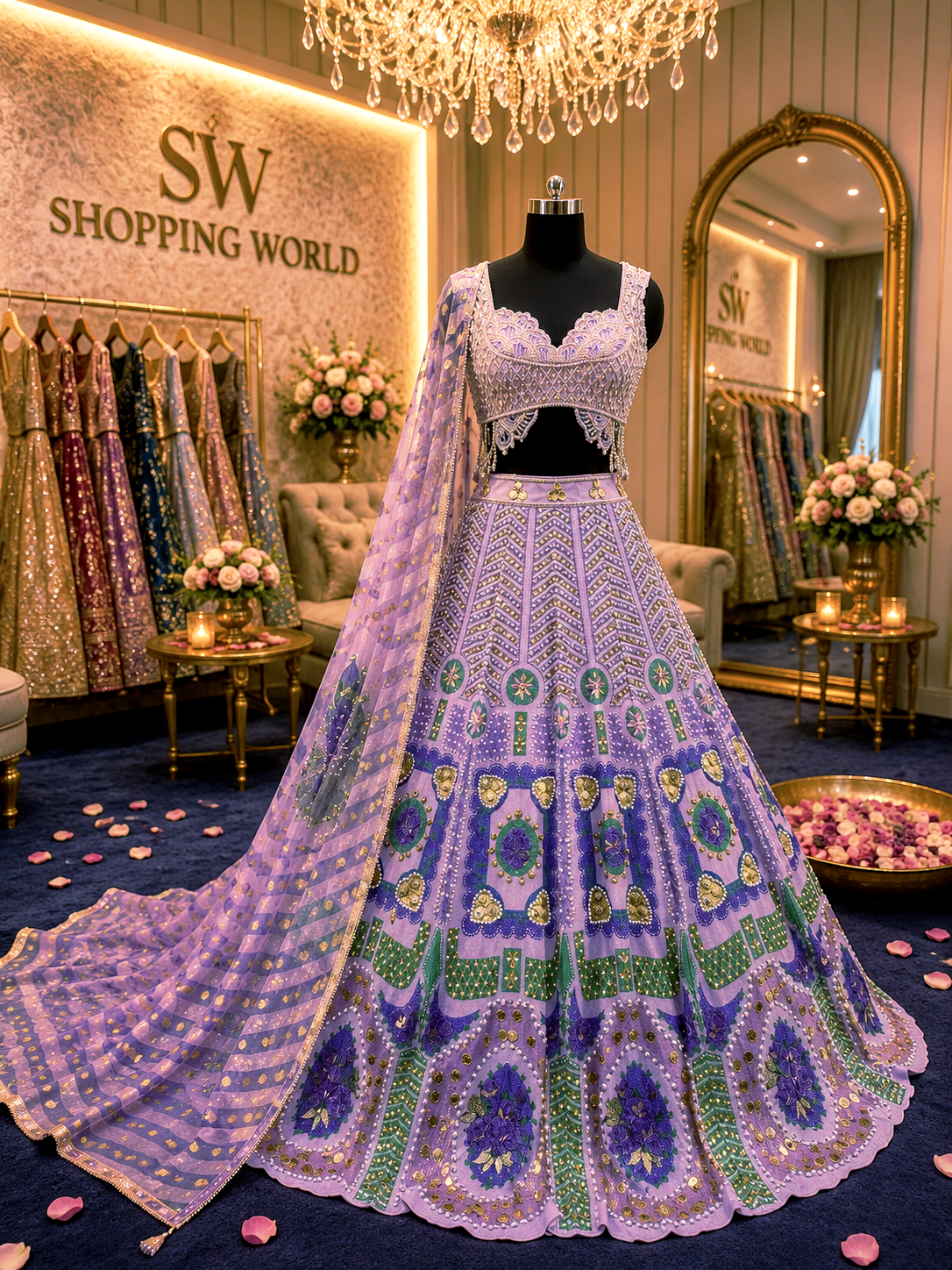 Purple Lavender Pdp Crop Top Lehenga
