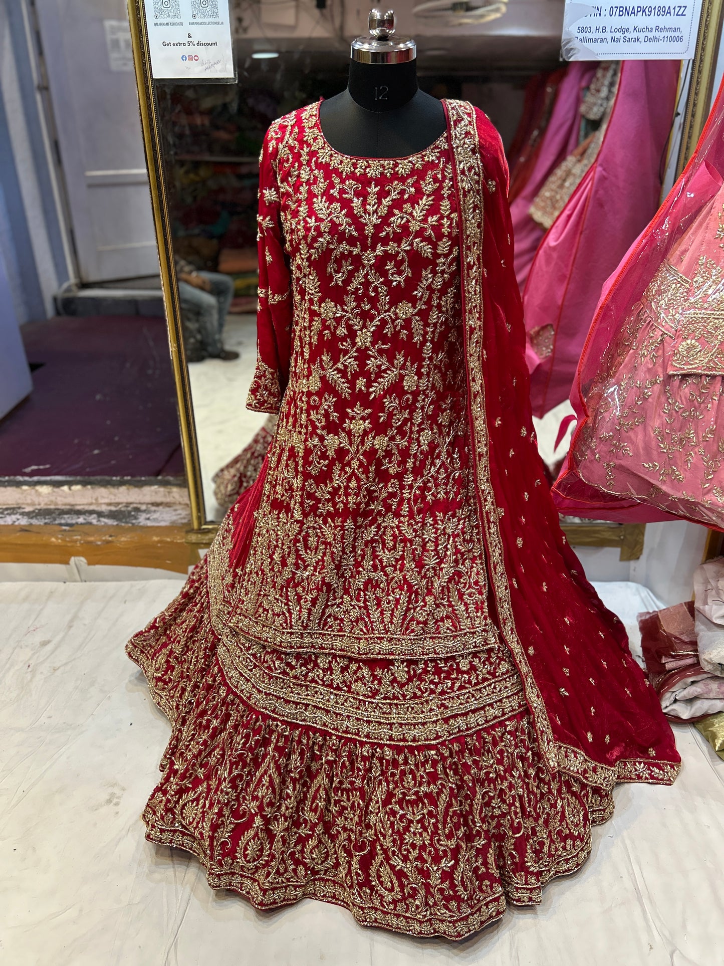 Something different red Peplum long Dress Farshi Gaharara Bridal Dress Muslim Special