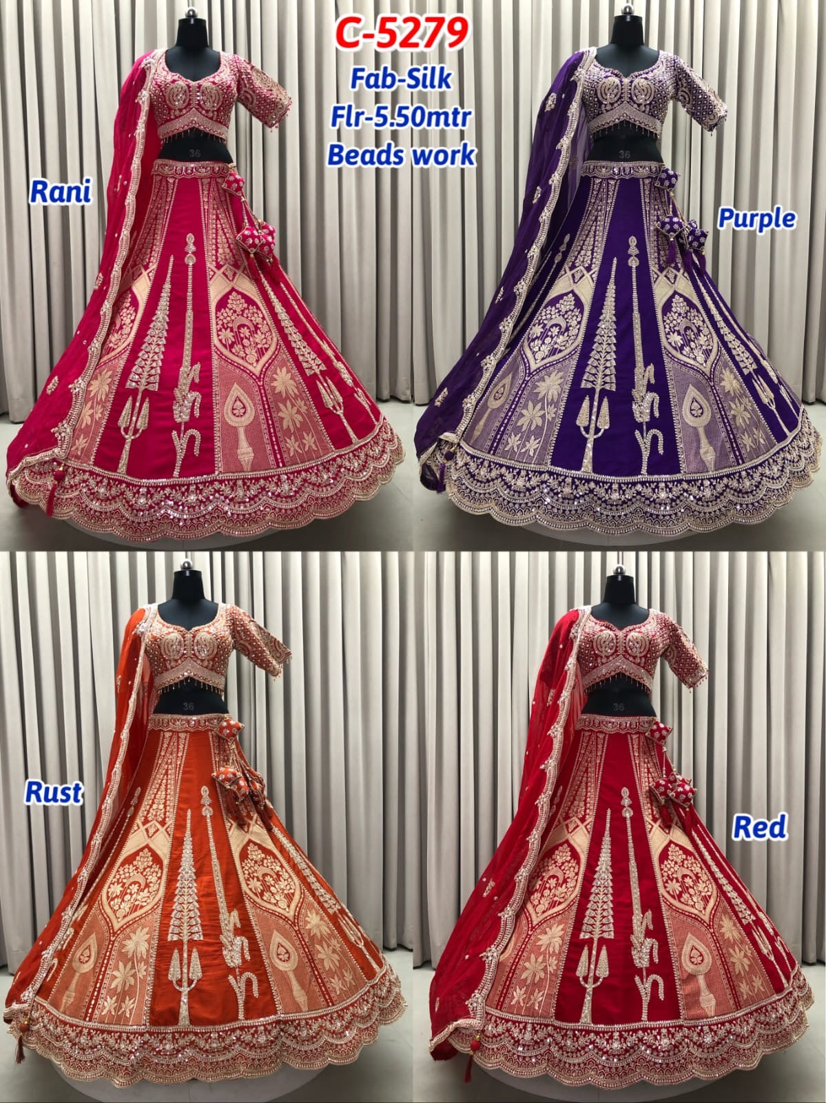 Hot Pink Purple Rust Orange Red Crop Top Lehenga