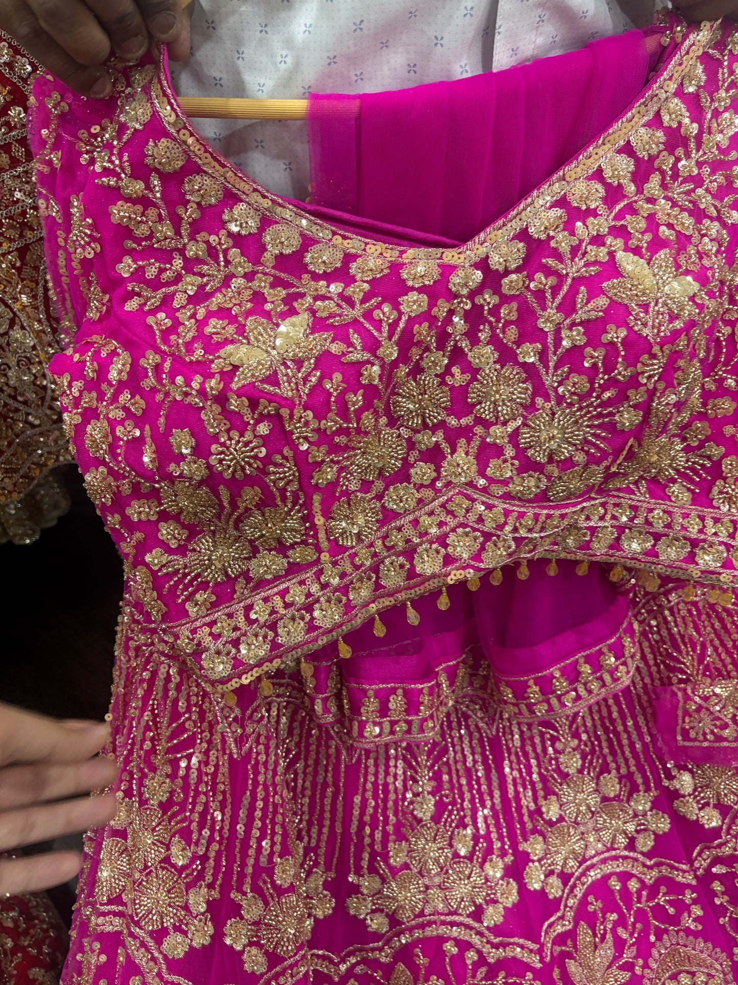 12 kali Light work Elegant hot pink crop top Lehenga