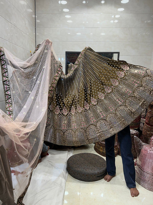 Mehendi green lehenga
