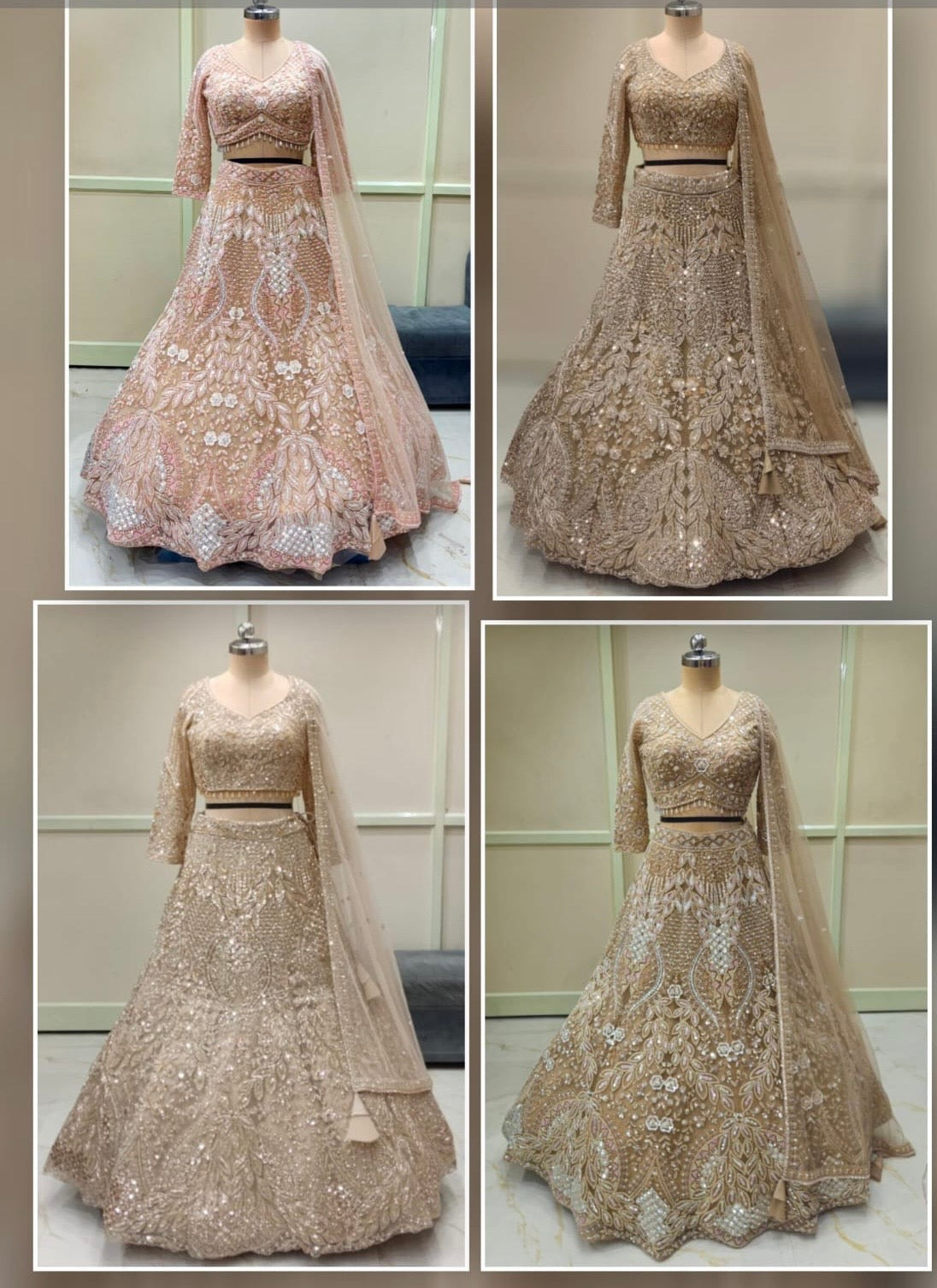 Pink Golden Brown Crop Top Lehenga