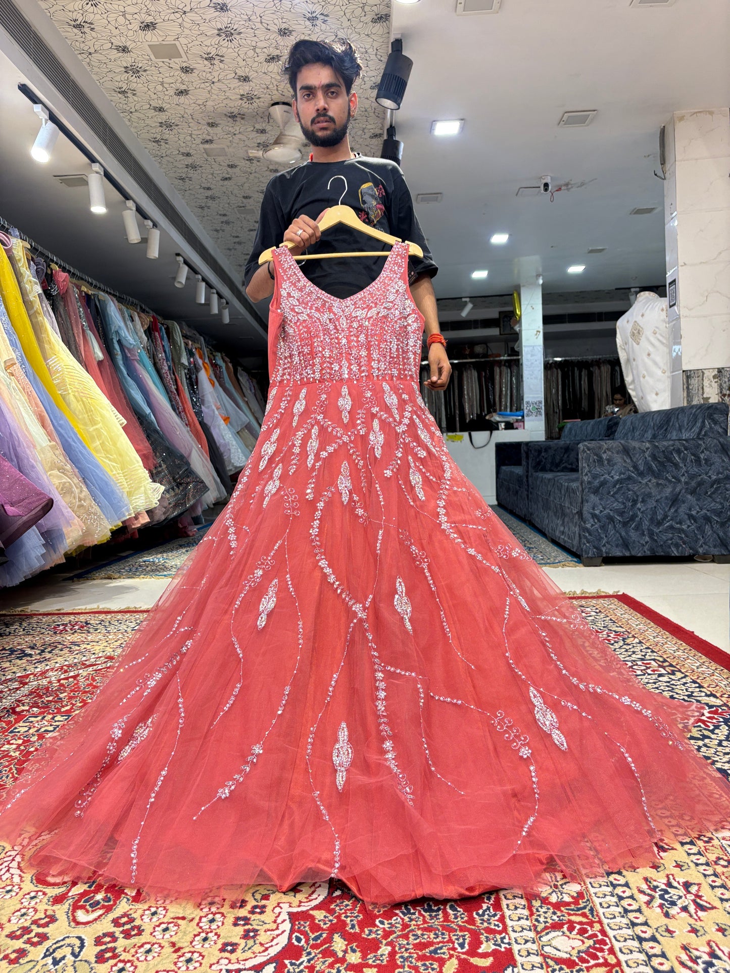 Charming orange peach gown