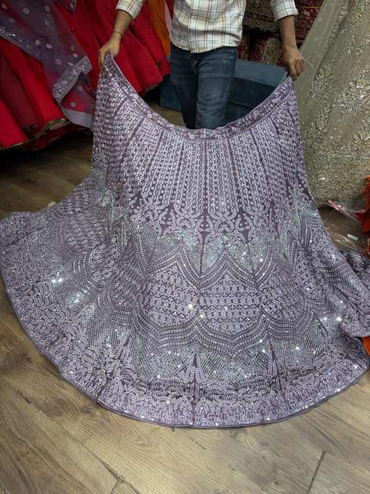 Lavender Mirror Work Lehenga