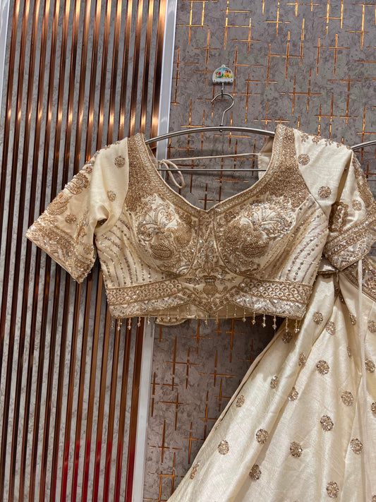 White Crop Top Lehenga