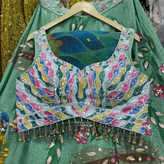 Green PDP Crop Top Lehenga