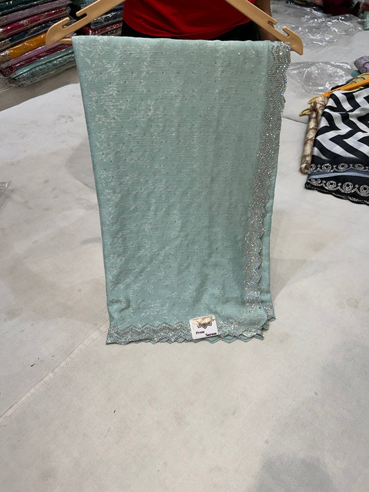 Awesome sky blue fancy saree