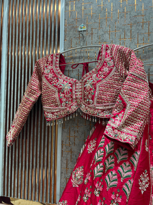 Pink Designer Crop Top Lehenga