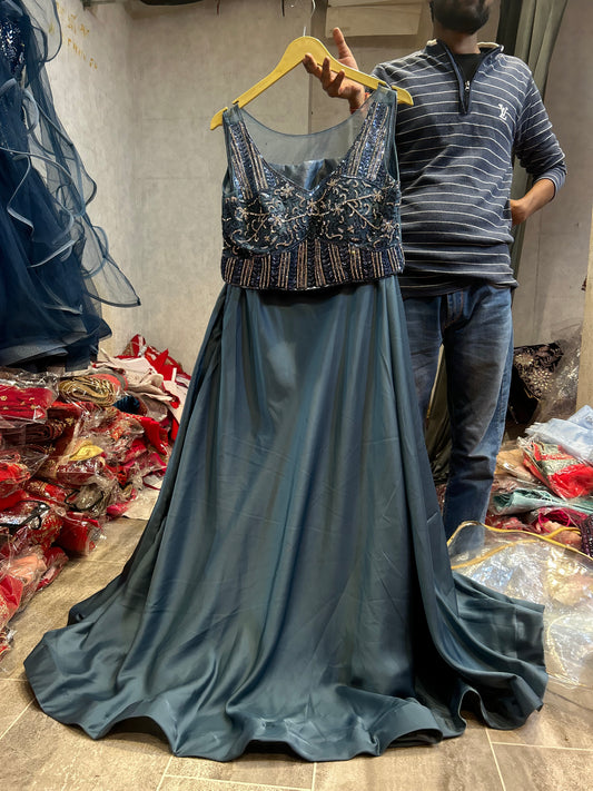 Pretty blue crop top lehenga