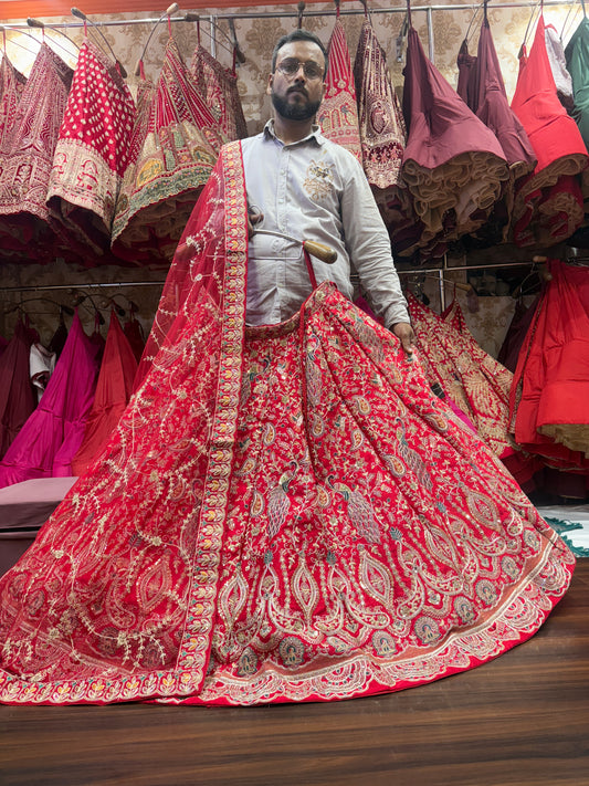 Fantastic red peacock bridal Lehenga
