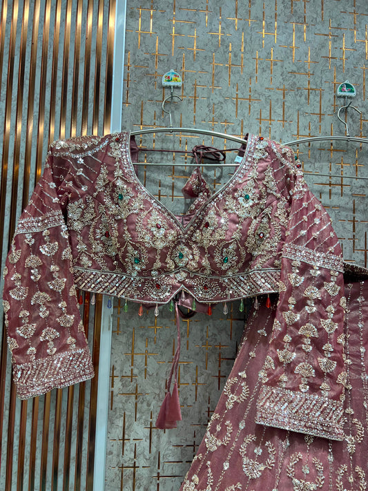 Pink Crop Top Lehenga