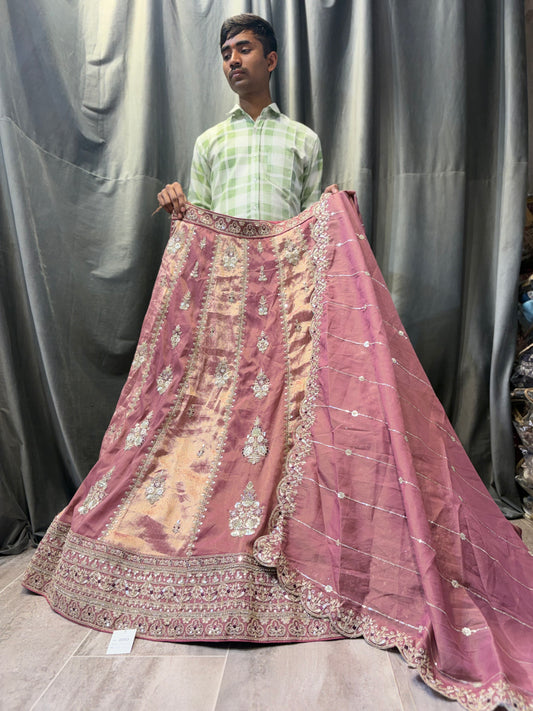 Multicolour pink double shade Lehenga
