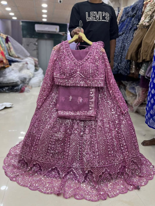 Dark Blue Crop Top Lehenga