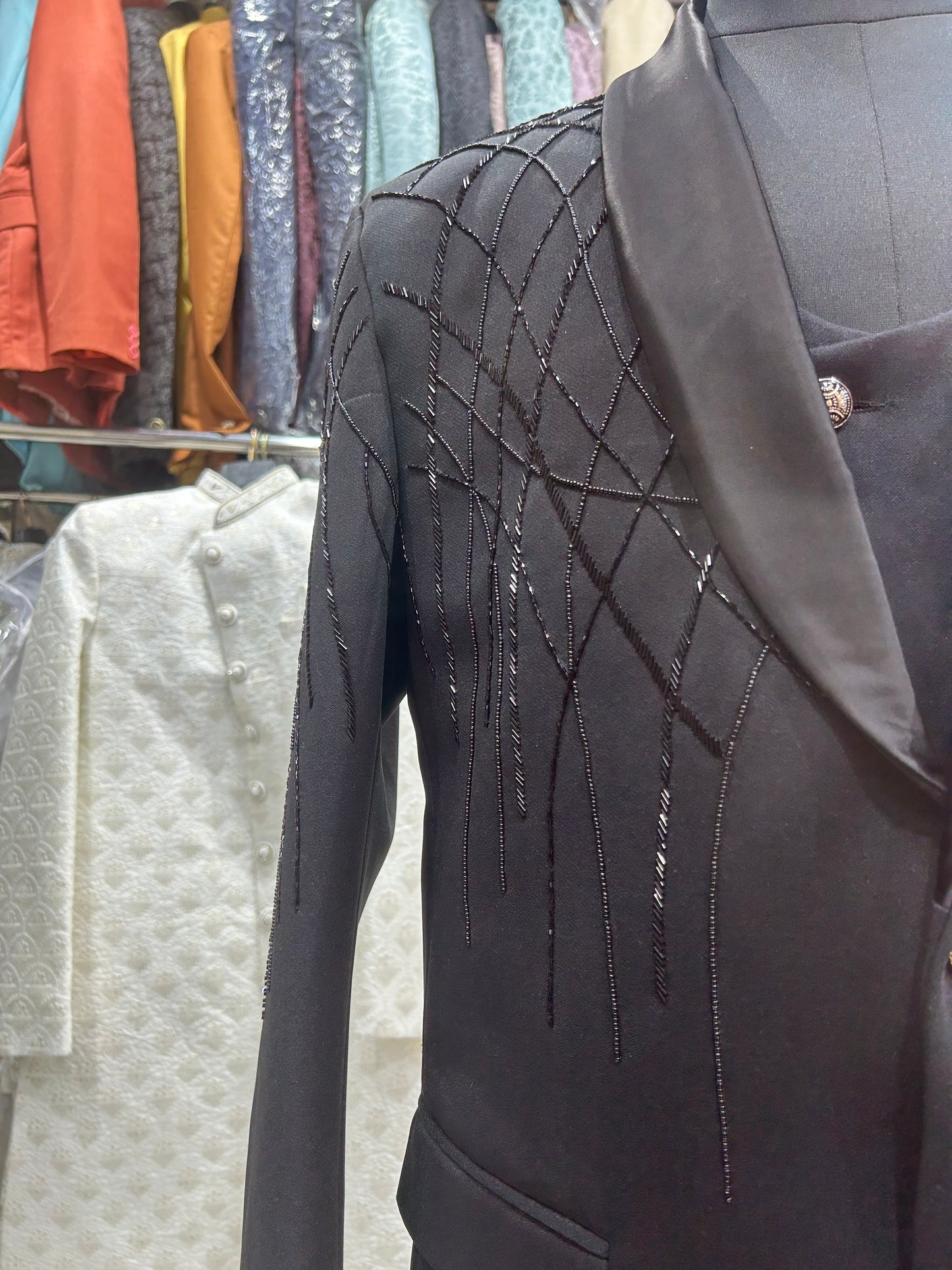 Delightful black groom outfit