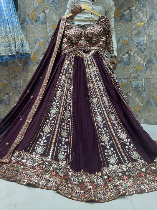 Good looking purple crop top lehenga