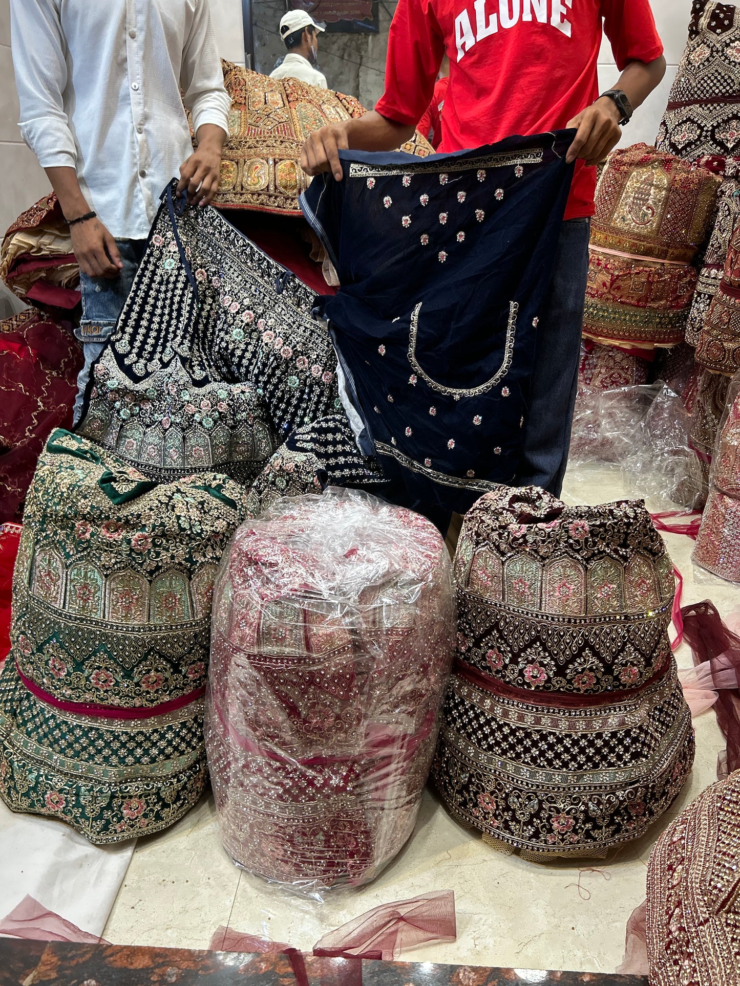 Dark blue trendy jhumka lehenga