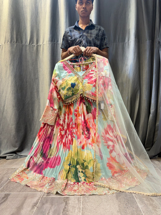 Pretty multicolour crop top Lehenga