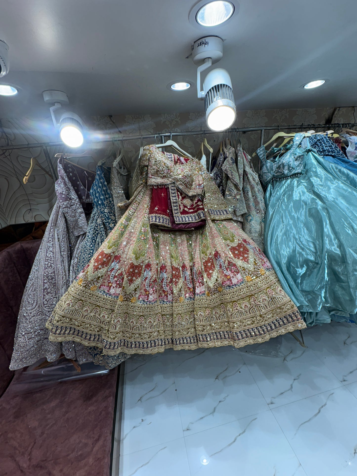 Fantastic peach pink Crop Top Lehenga