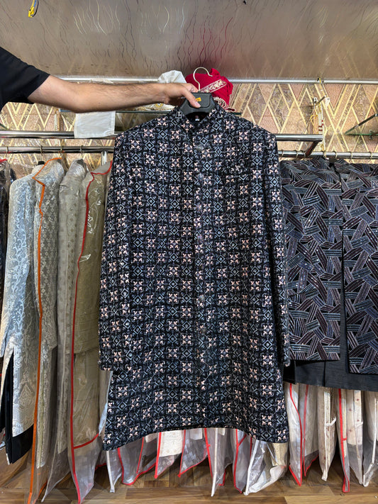 Black Jodhpuri indo western blazer kurta Sherwani