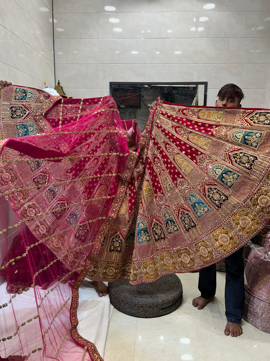 Red bridal mermaid lehenga