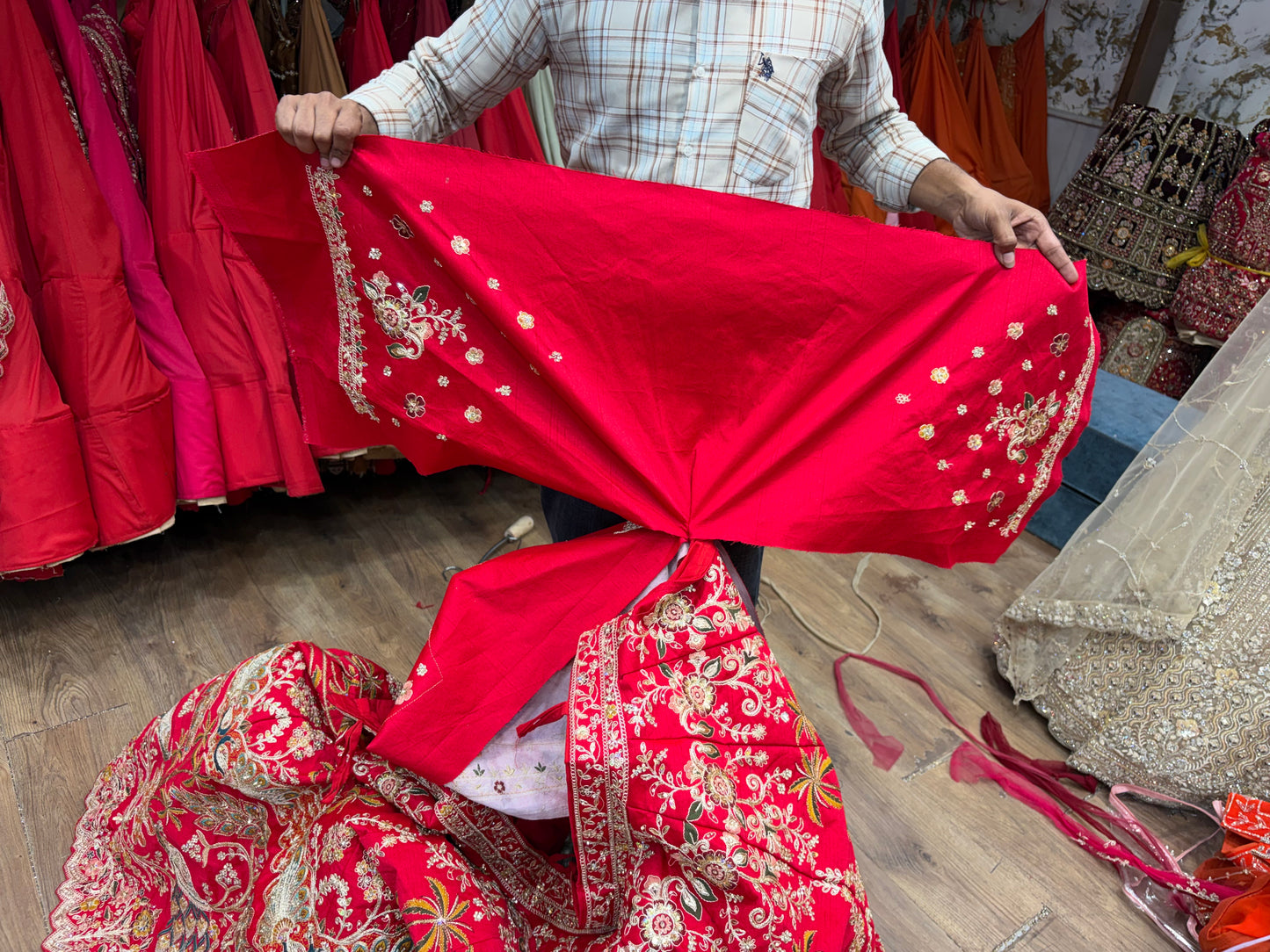 Red peacock Bridal Lehenga