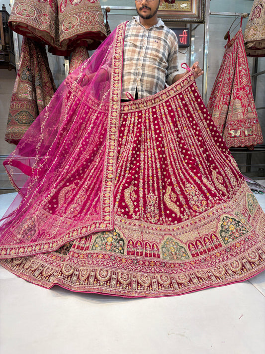 Fantastic rani pink peacock bridal Lehenga