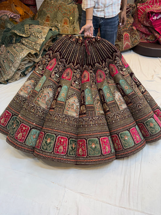 Maroon Doli Barat Ball Bridal Lehenga