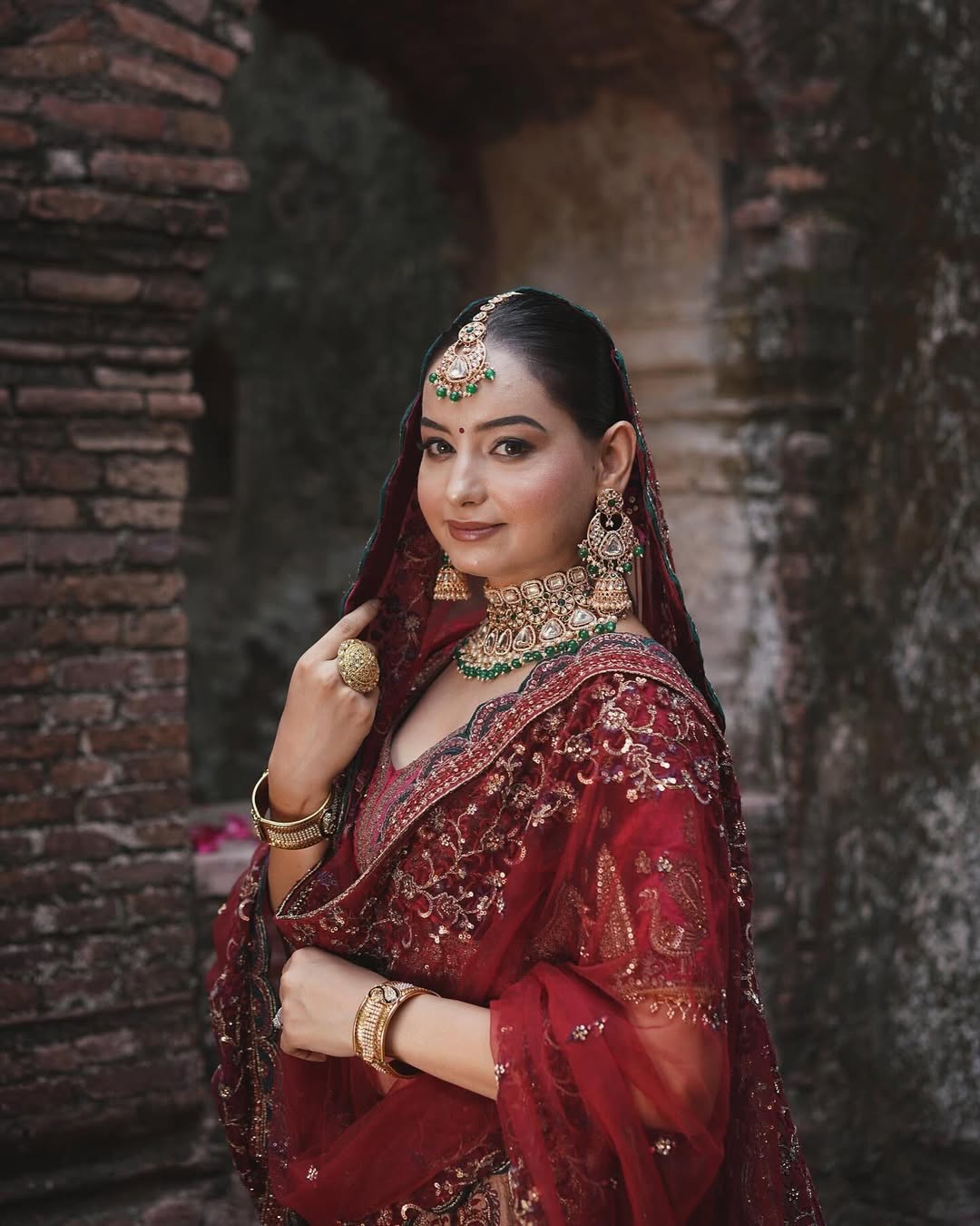 Royal maroon bridal lehenga Happy Customer