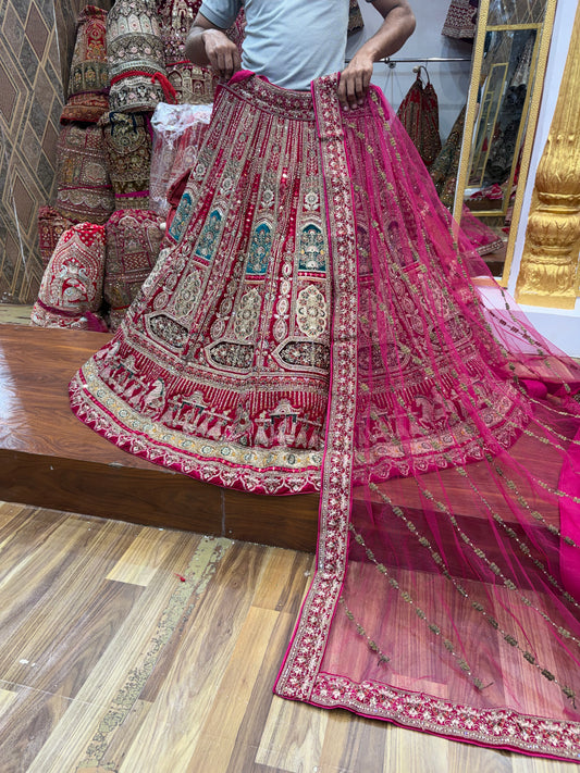 Rani pink Doli Barat Bridal Lehenga