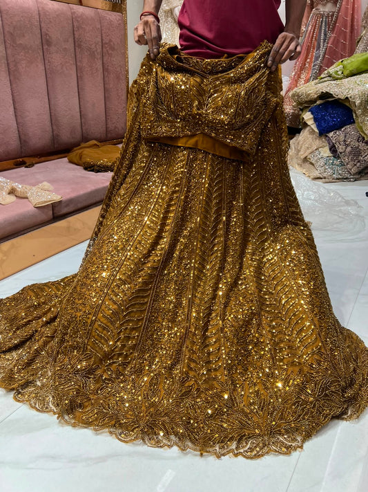 Mustard on Mustard Monotone Crop Top Lehenga