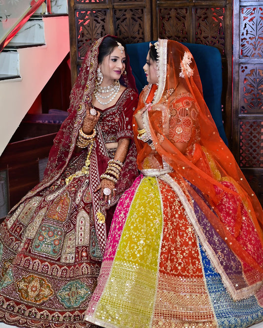 Attractive Cherry red bridal Lehenga happy customer