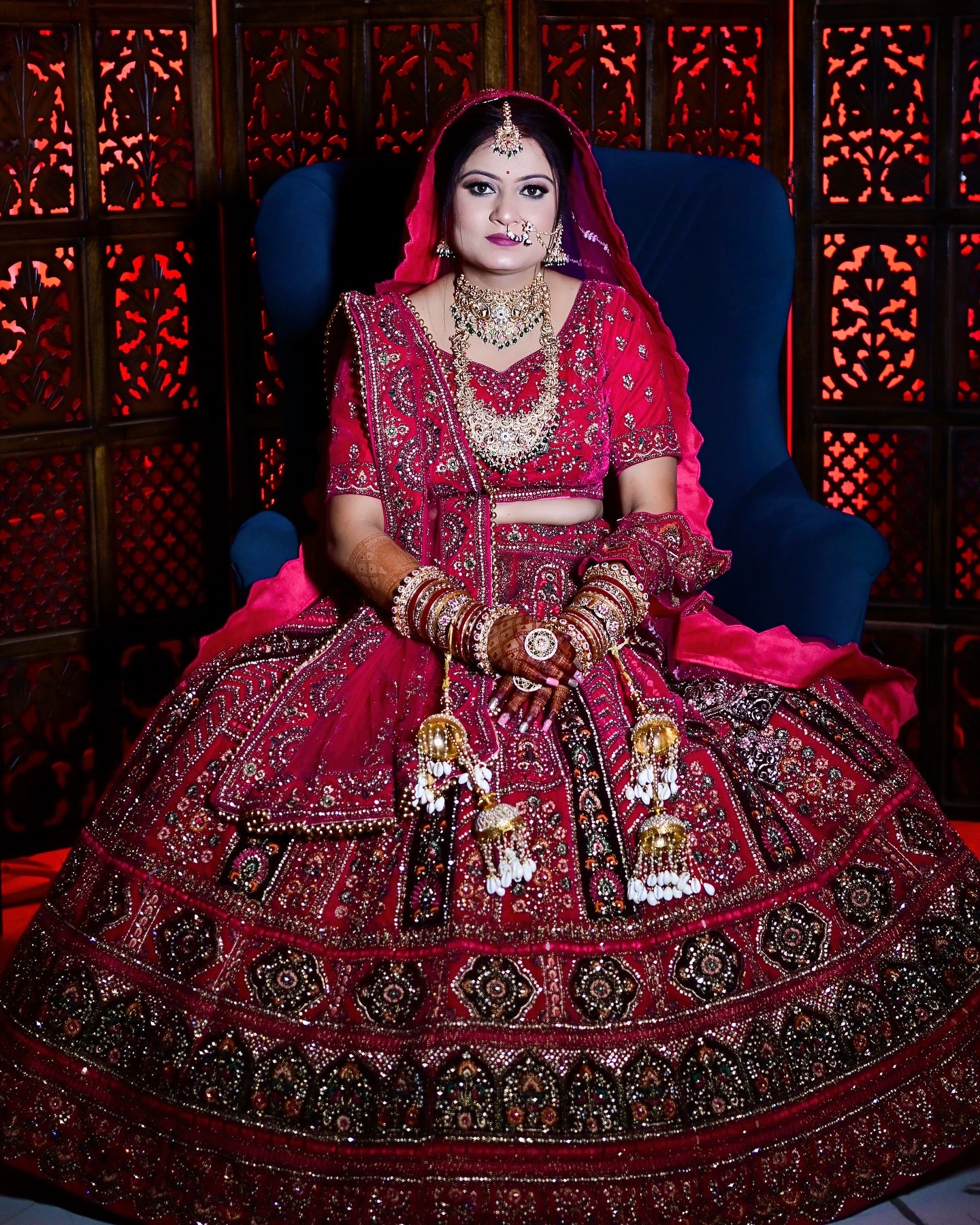 Stunning Hot pink heavy bridal lehenga happy customer