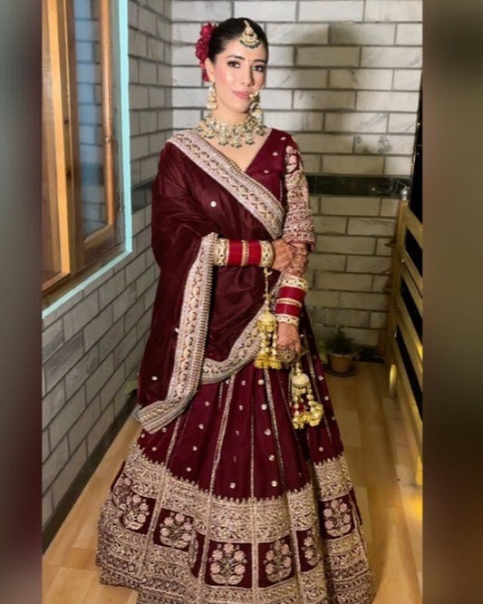 Charming maroon bridal lehenga Happy Customer