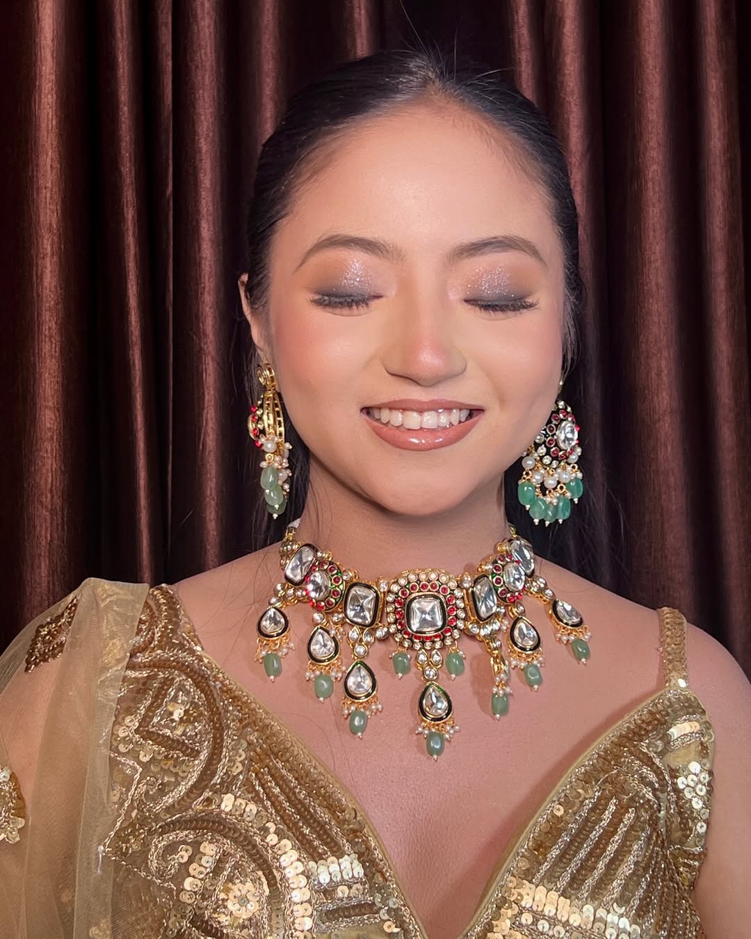 Designer golden on golden Monotone Crop top Lehenga