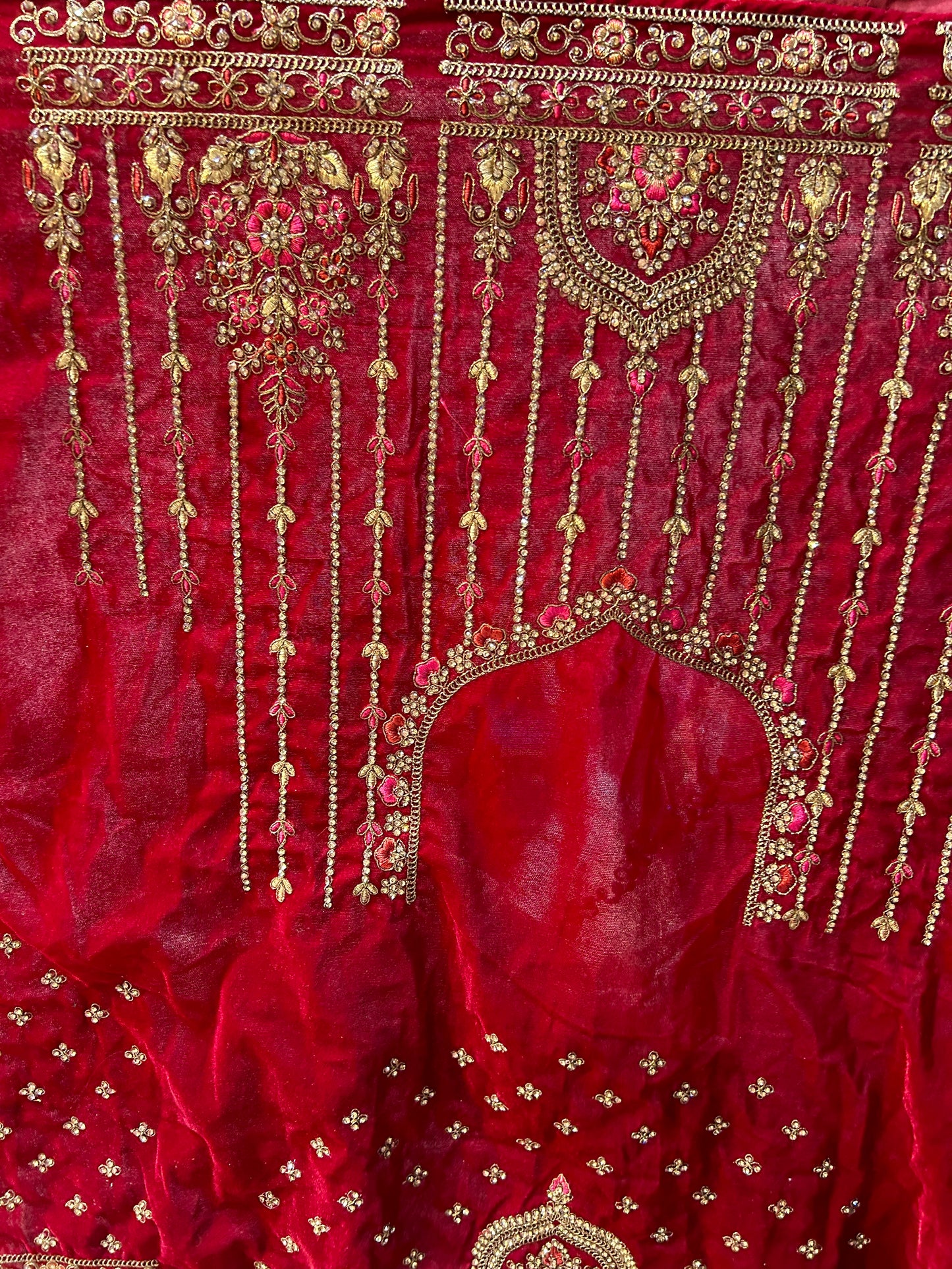 Red bridal sequence dupatta Lehenga