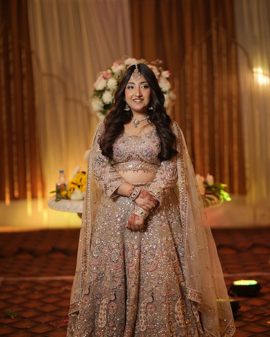 Fabulous Golden peacock crop top Lehenga Happy Customer