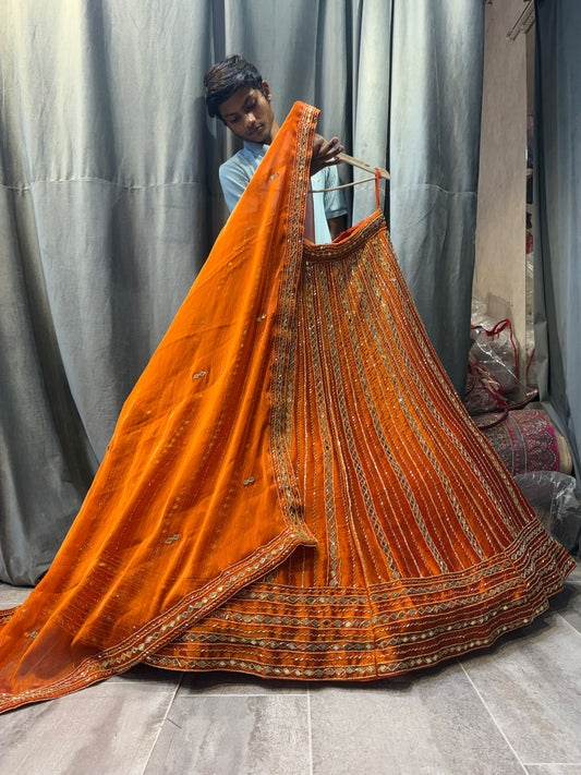 Beautiful Orange Sequence Lehenga