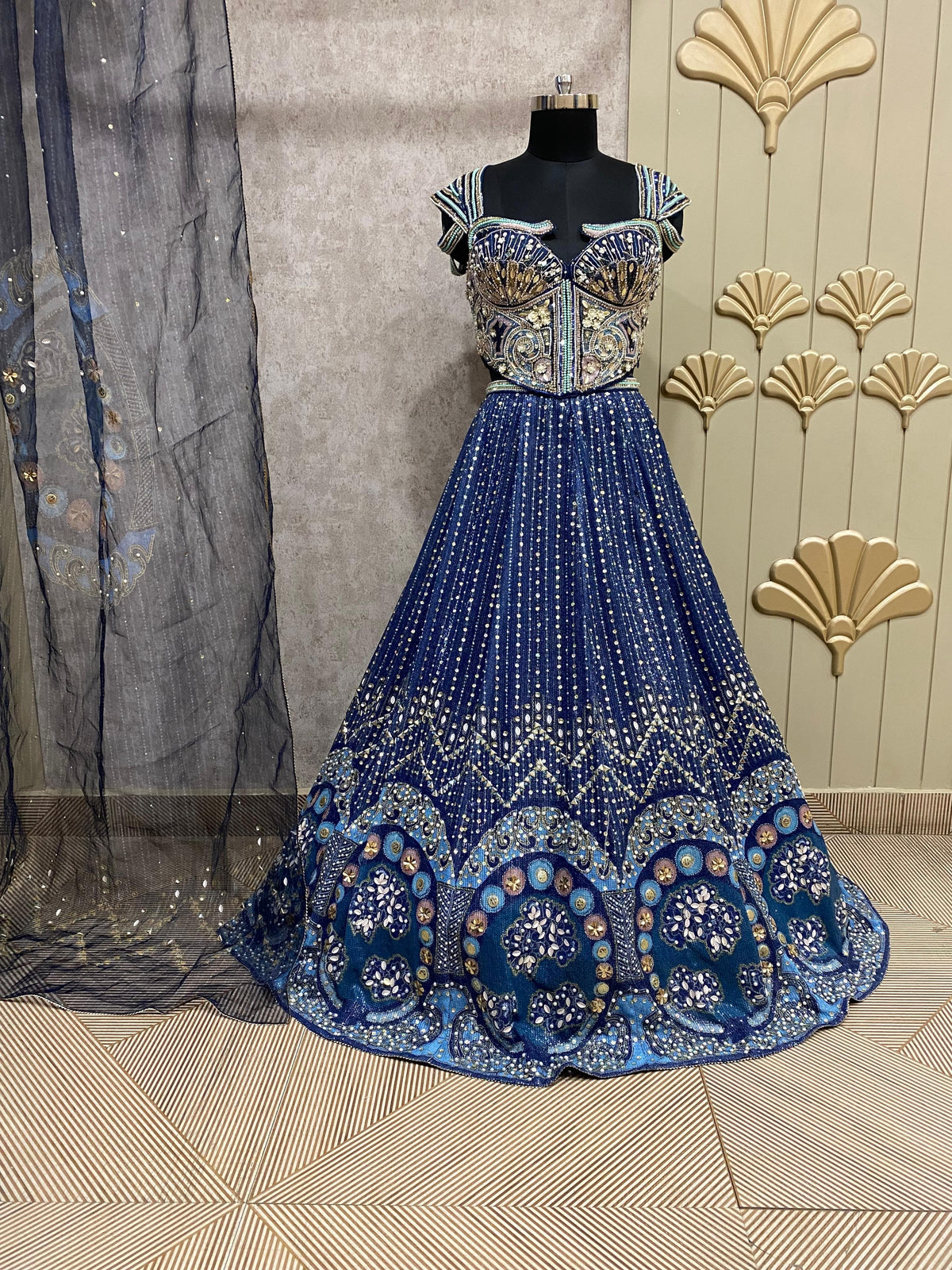 Orange Peach Crop Top Lehenga