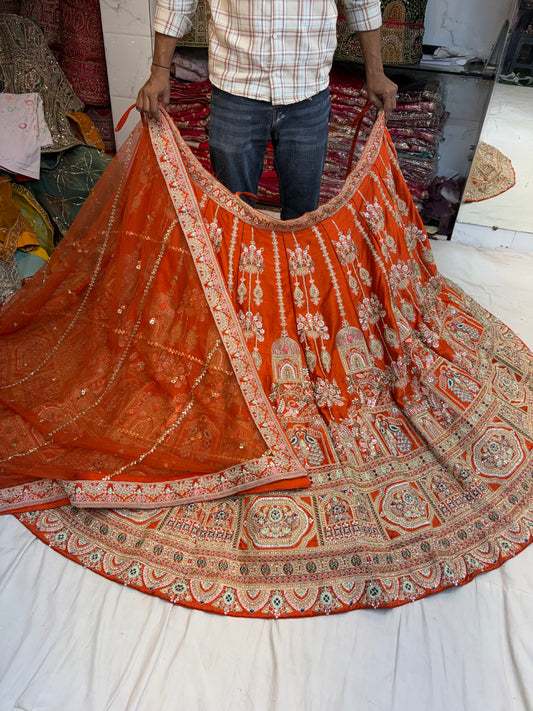 Rust Orange Designer Lehenga