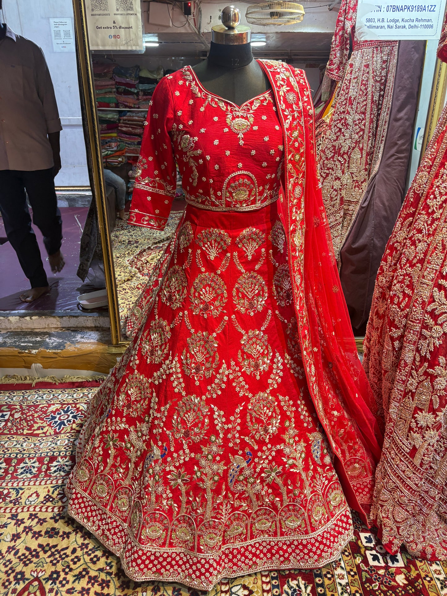 Amazing red handwork zardozi dabka bridal Lehenga