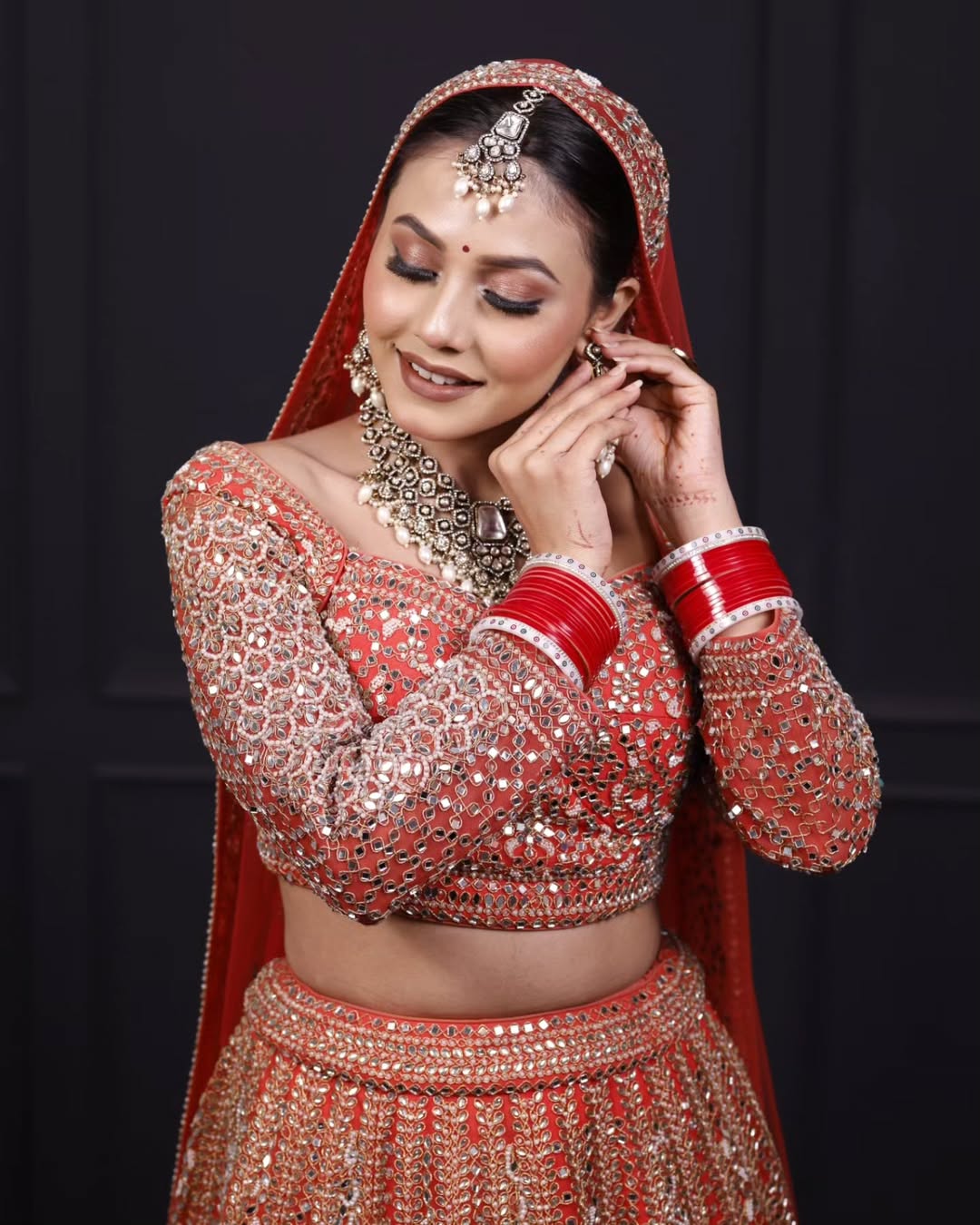 Fantastic Sky blue mirror Work Crop top Lehenga