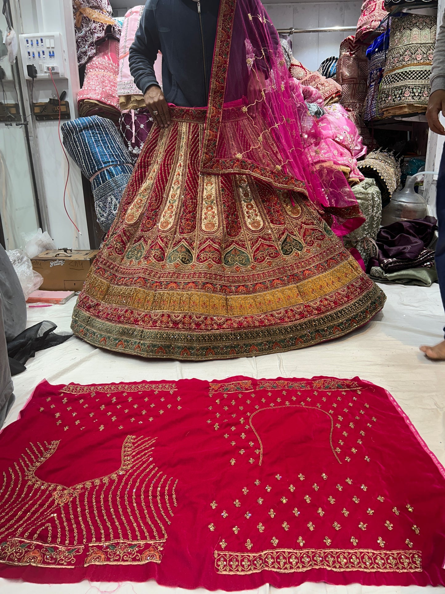 Yellow Red Designer Lehenga ❤️