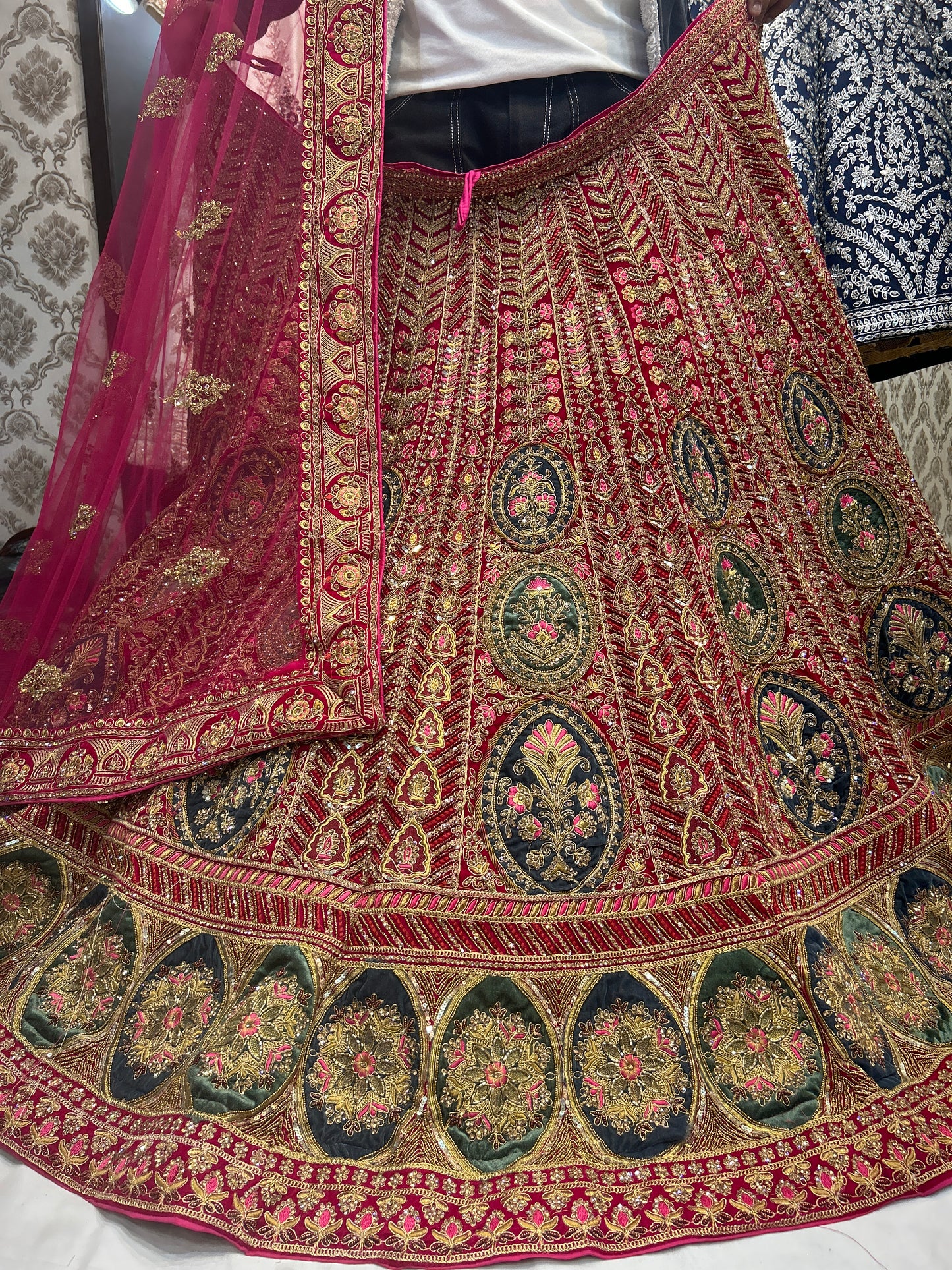Lavishing Heavy handwork Red Bridal Lehenga